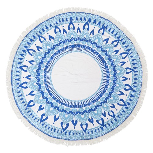 מנדלה - מגבת חוף עגולה עם פרנזים