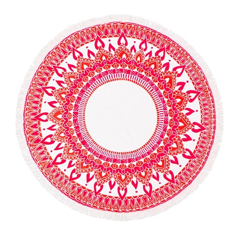 מנדלה - מגבת חוף עגולה עם פרנזים