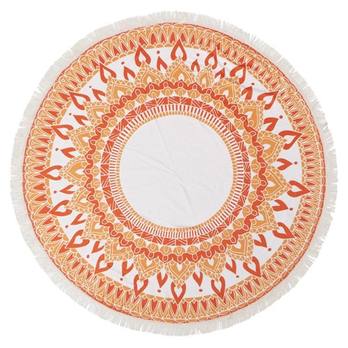 מנדלה - מגבת חוף עגולה עם פרנזים