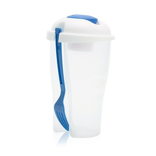 סלט - כוס לסלט עם מזלג וקופסא נפרדת לרוטב