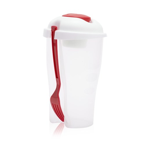 סלט - כוס לסלט עם מזלג וקופסא נפרדת לרוטב