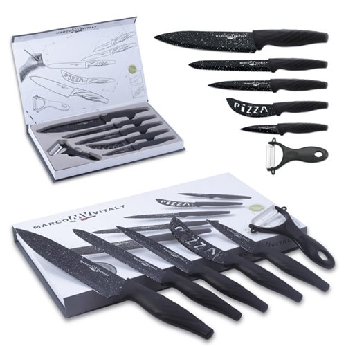 פרגו - סט 6 סכינים עם ציפוי דמוי שיש במארז