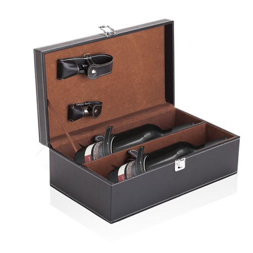 ברולו - מארז דמוי עור מעוצב לזוג יינות