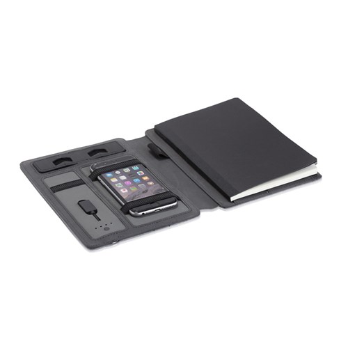 פקטור - מחברת A5 יוקרתית עשויה בד מלאנז' עם סוללת גיבוי