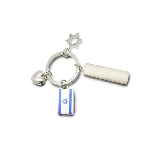 ישראל-מחזיק מפתחות ממתכת עם 3 תליונים במארז מתנה