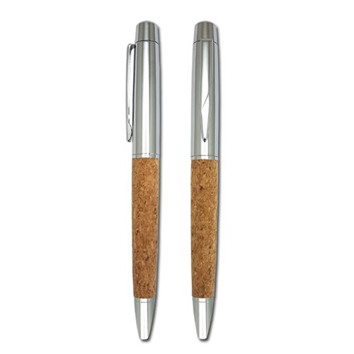 ‏‏קורק פן - עט כדורי מתכתי בשילוב עץ שעם