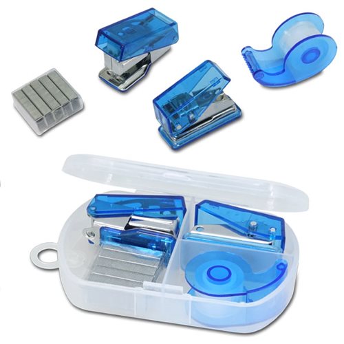 אופיס קיט - סט שדכן, מחורר,סלוטייפ וסיכות במארז