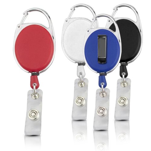 אקסס - מחזיק תג כבל נשלף עם תופסן כפול