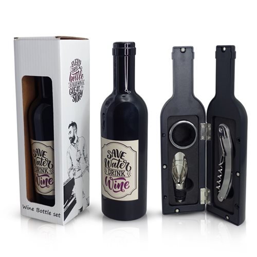 ווינו - סט יין בבקבוק נפתח הכולל 3 חלקים ממתכת