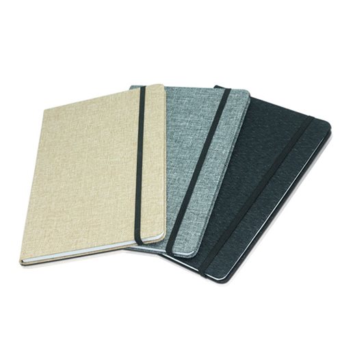 אתניק - מחברת A-5 מעוצבת בשילוב בד ודמוי עור