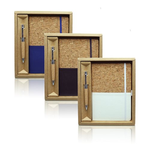 קומבי קורק - סט מחברת שעם ודמוי עור עם עט מתכת