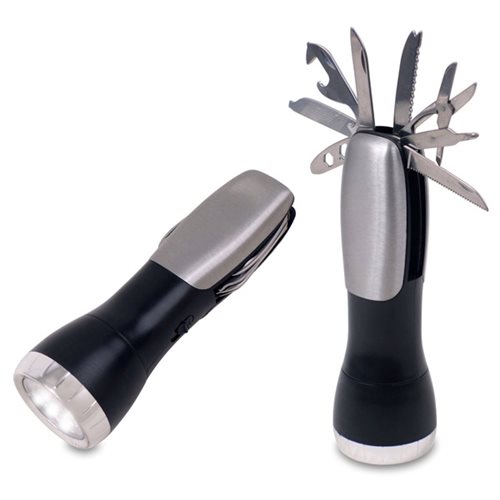 טימבר - פנס 5 לדים משולב בסט כלים וסכינים